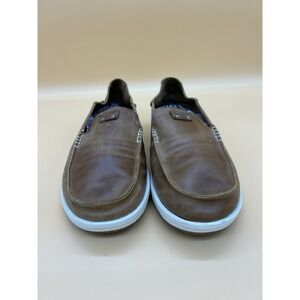 OluKai Kakaha Men's Tan Brown Leather Slip On Loafers Casual Shoes Size 10